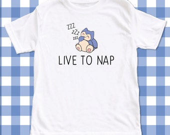 Snorlax "Live to Nap" Pokemon Go T-Shirt Screen Printed Tshirt One-Piece Newborn Custom T-Shirt Baby boy Bodysuit Romper ALL SIZES