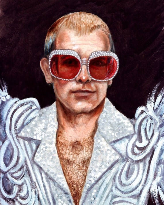 Elton John print of original painting 8x10 by amybalot on Etsy