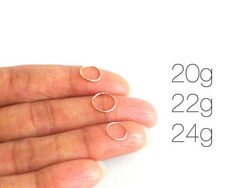 Thin Rose Gold Nose Ring Hoop 20g 22g or 24g, Rose Gold Septum Nose Ring, Tragus Ring, Cartilage Hoop, Helix Hoop, Lip Ring