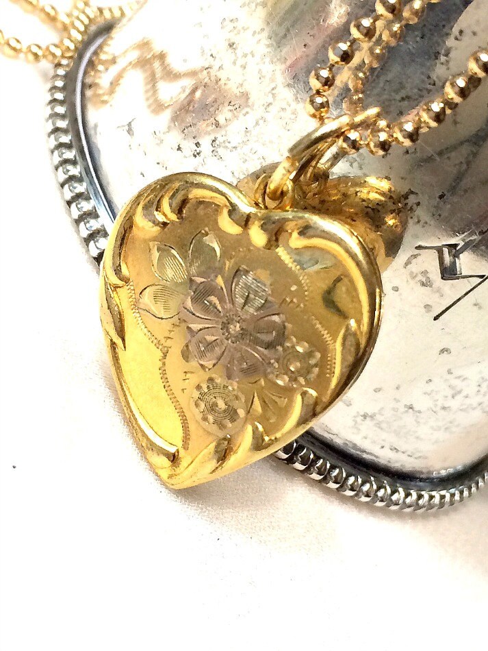 Vintage Heart Locket Gold Filled Ornate Heart Locket