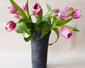 Matte Black Flower Vase/Flower Vase/Vase/Black Vase/Flowers/Ceramic Vase/Ceramic Flower Vase (C10)
