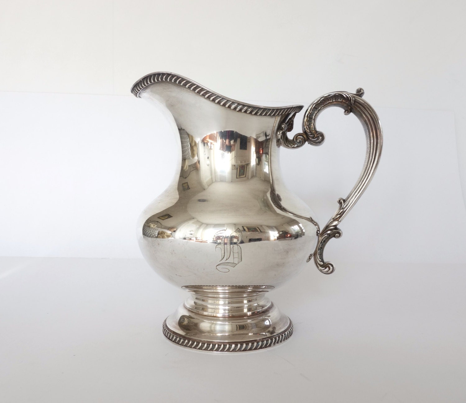 Silver Water Pitcher Vintage Reed and Barton 5200 Monogrammed