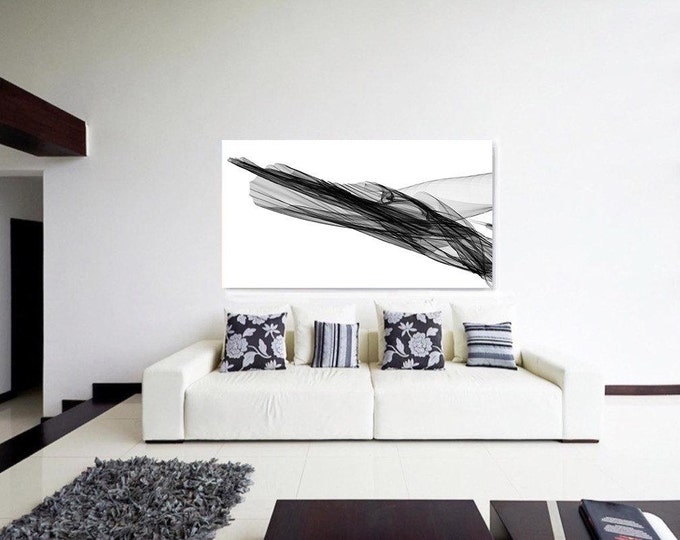Abstract Black and White 20-23-07. Contemporary Unique Abstract Wall Decor, Large Contemporary Canvas Art Print up to 72" by Irena Orlov