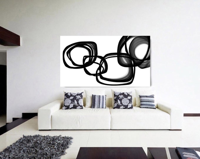 Abstract Expressionism in Black And White 19. Unique Abstract Wall Decor, Large Contemporary Canvas Art Print up to 72" by Irena Orlov