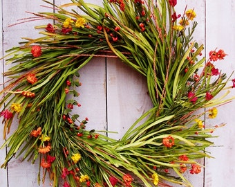 Fall Wreath-Fall Front Door Wreath-Fall Wreaths for Door-Fall Floral Wreaths-Grass Wreath-Fall Door Decor-RUSTIC GRASS Floral Door Wreath