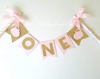 Cake Topper in Pink and Gold Personalized with Pumpkin and Bow. Birthday Cake Topper, Smash Cake Topper, Photo Prop. Little Pumpkin Decor