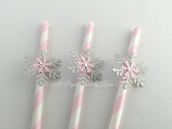 items similar to 20 pink snowflake paper straws winter items similar to 20 pink snowflake paper straws winter