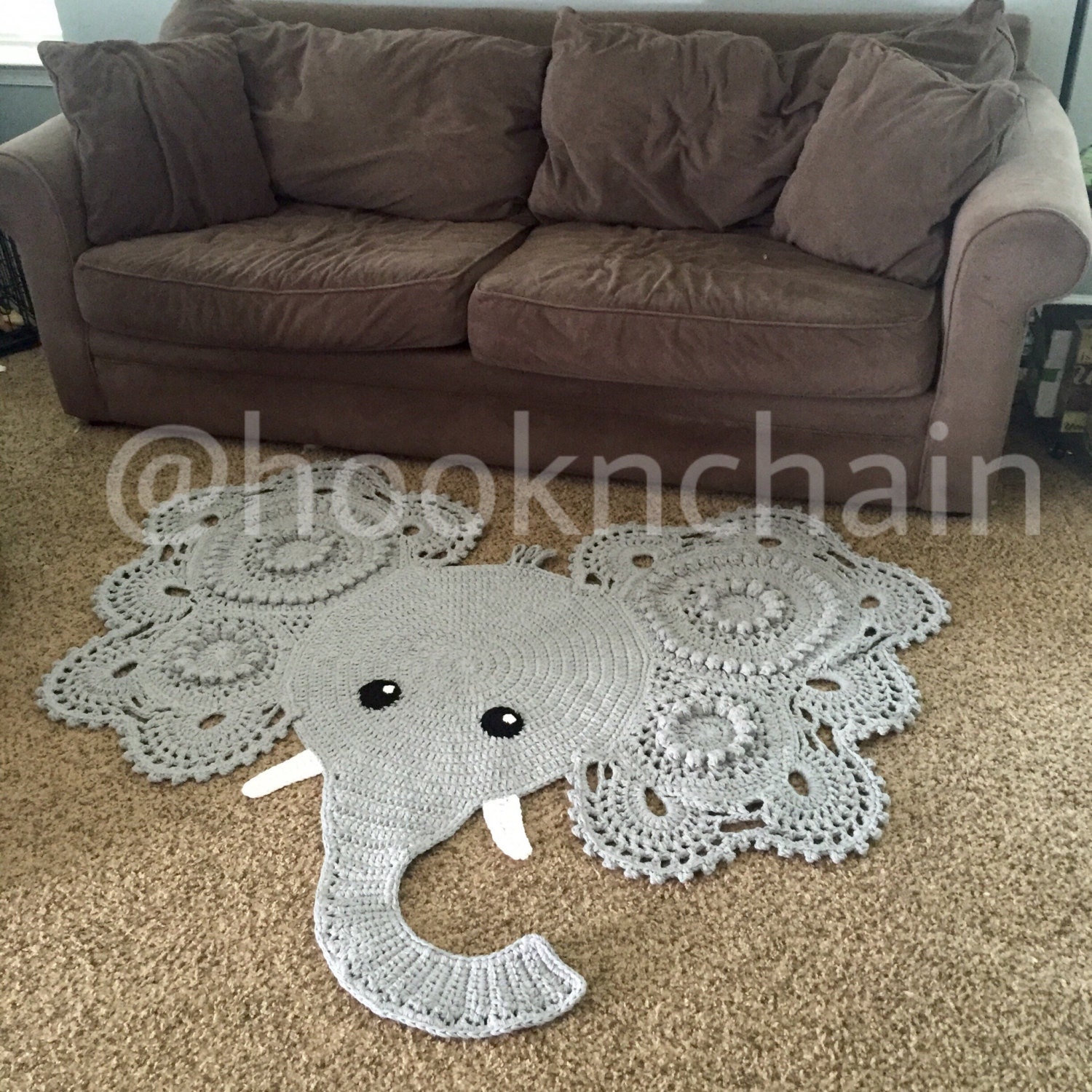 Crochet elephant rug newborn nursery decor by HooknChain on Etsy