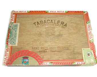 Vintage Tabacalera Wooden Cigar Box Empty