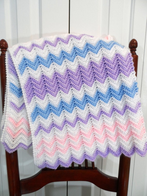 Download Baby Blanket Crochet Pattern Pastel Chevron Ripple Afghan