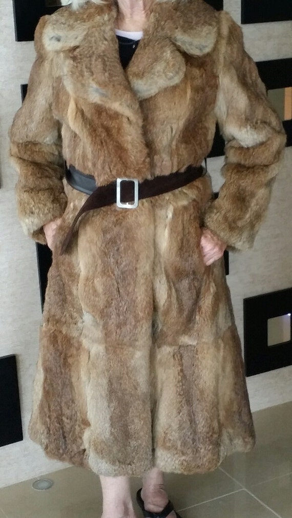 Items Similar To Vintage Full Length Rabbit Fur Coat Size Small On Etsy