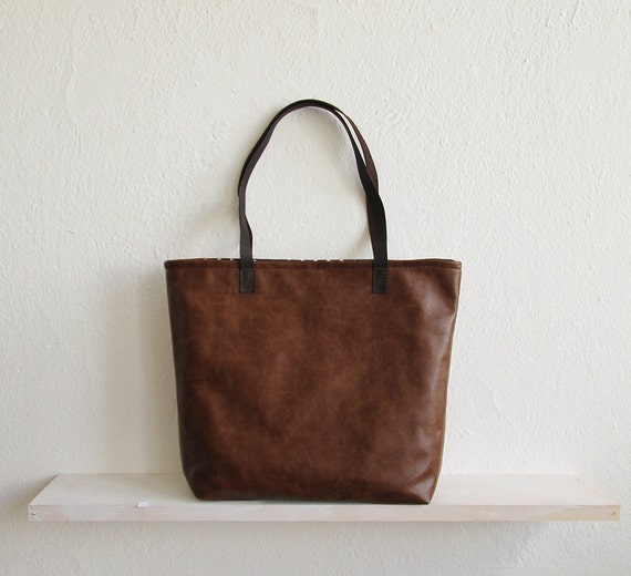 Chestnut Tote Bag Rustic Leather Distressed Rustic Look