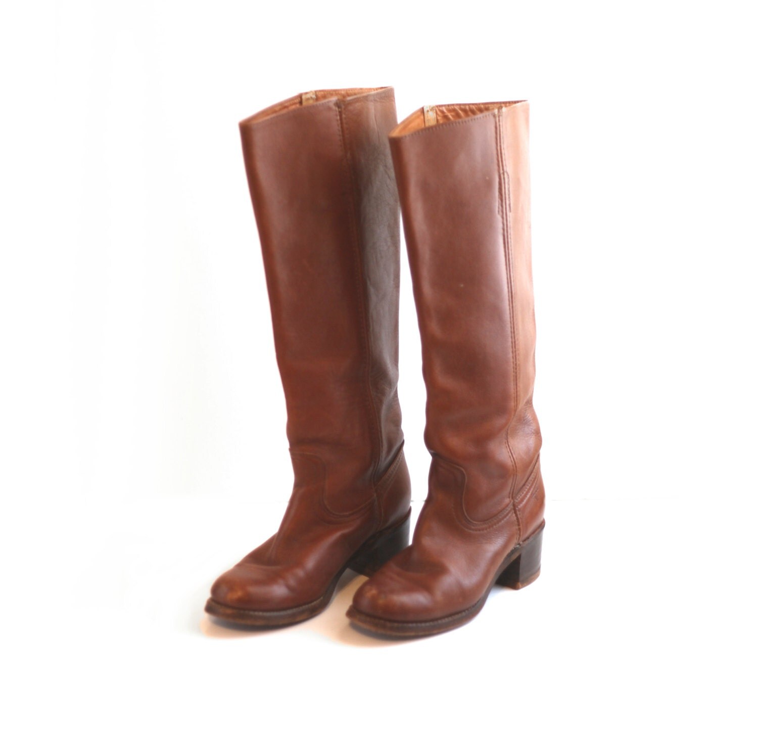 cognac leather over the knee boots