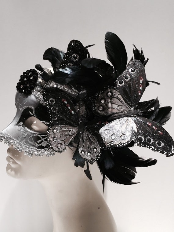 Mask Black Feather Mask Masquerade Mask Costume party Mask