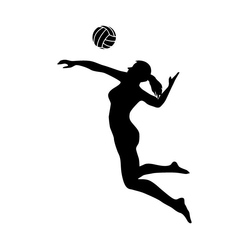 Download Volleyball Player Spiking Silhouette Sports Wall by danadecals