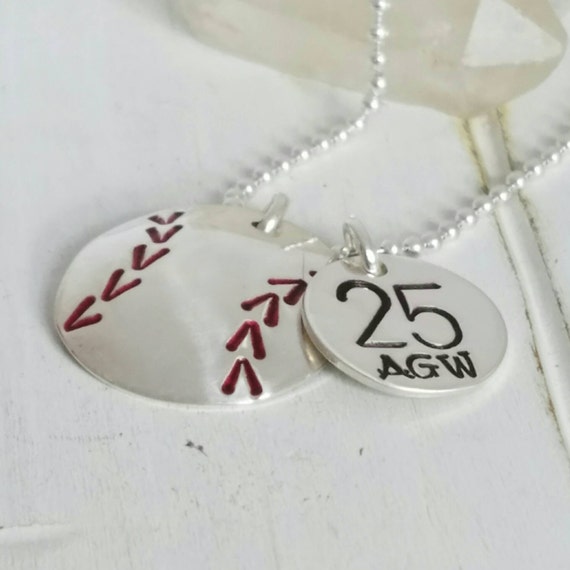 Softball Necklace Sterling Silver Personalized softball