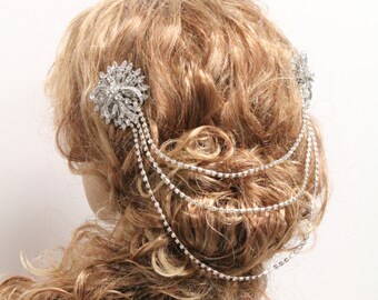 Wedding hair chain Rhinestone Bridal hair chain,Wedding hair piece,Bridal hair jewelry,Wedding hair accessory,Bridal hair piece,Wedding comb