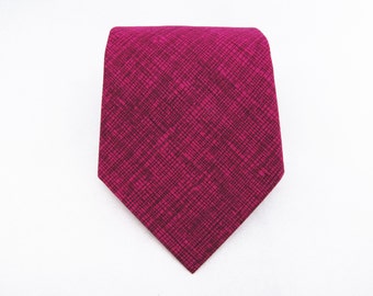 Men's Necktie - Magenta Crosshatch