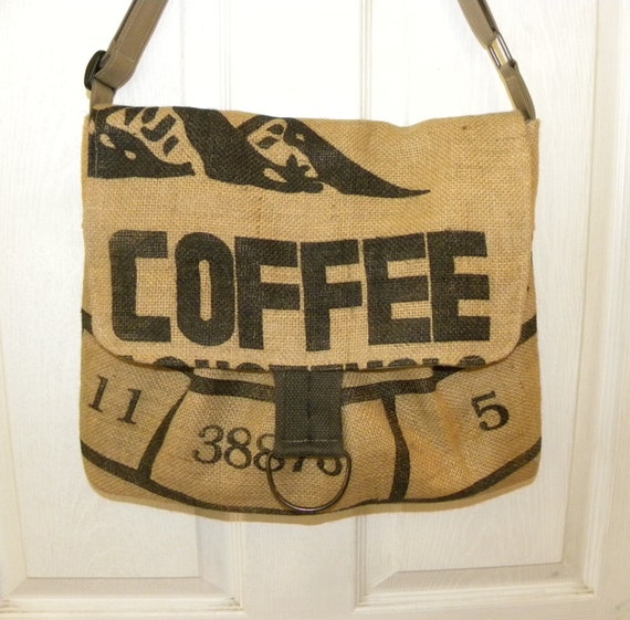 Burlap Coffee Bean Shipping Bag Recreated Cross Body By Loriesbags