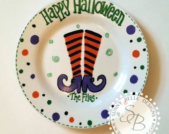 halloween plate hand painted halloween ceramic witchs feet plate halloween decor witch plate - Halloween Ceramic Plates halloween plate hand painted halloween ceramic witchs feet plate halloween decor witch plate - Halloween Ceramic Plates