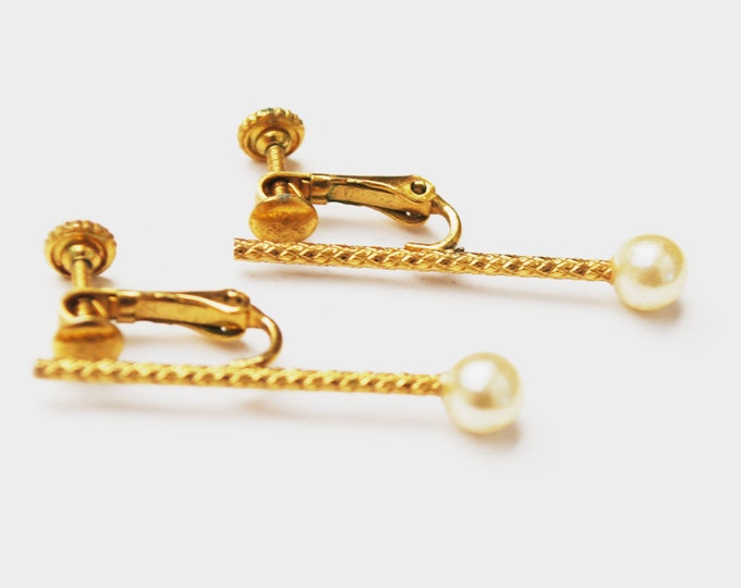 Napier Gold and Pearl Earrings clip on earrings
