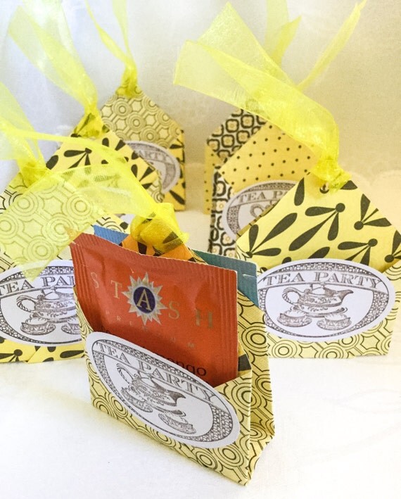 Handmade yellow tea bag holders Tea Party Favors paper