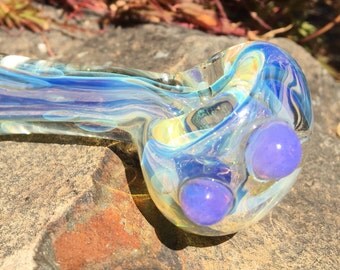 White Star Amethyst Color Changing Pipe. Functional Art Spoon Pocket Pipe. Best American Made Tobacco Smoking Glass Pipe.