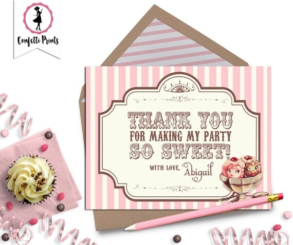 Ice Cream Party Thank You Card | Ice Cream Birthday Thank You Card | Summer Party | Personalized Thank You Card - ICE CREAM SOCIAL Printable Il_570xn