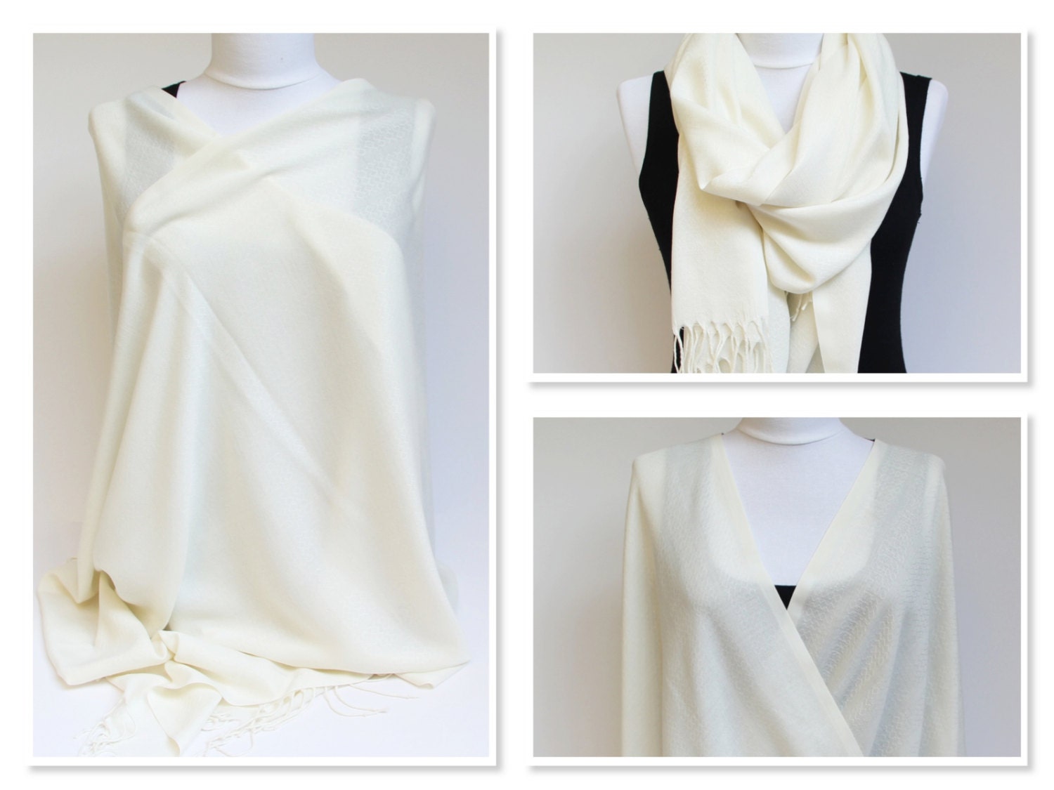 Ivory Shawl Wrap Ivory Pashmina Scarf Formal Wedding By Sascarves