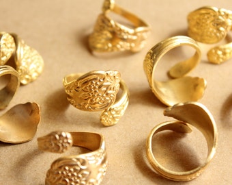 1 pc. Raw Brass Adjustable Spoon Ring - made in USA | RB-886