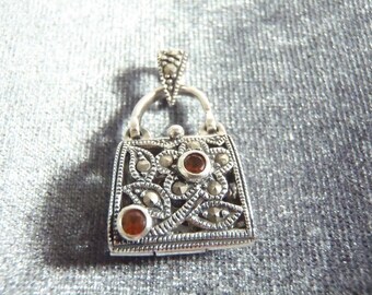 Sterling Silver Marcasite Purse Pendant P19
