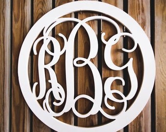 Vine Script Monogram- Wooden Monogram- Wall Hanging -Nursery Monogram- Wedding Monogram - Monogram Door Hanger
