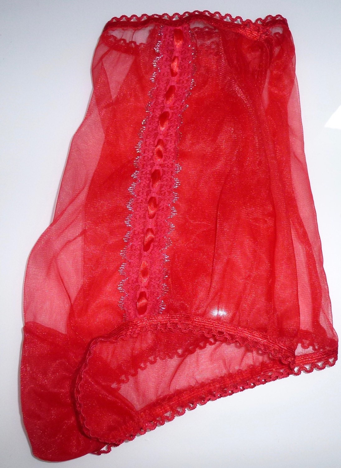 sheer nylon and lace panties vintage style