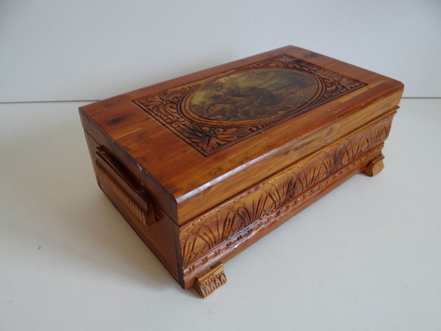 Hand Carved Wooden Jewelry Box with Wonderful by ...