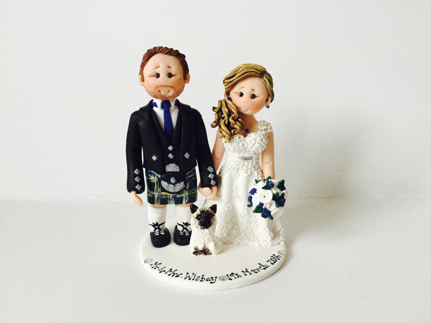 Scottish Groom in Tartan  Kilt  Wedding  Cake  Topper  Custom