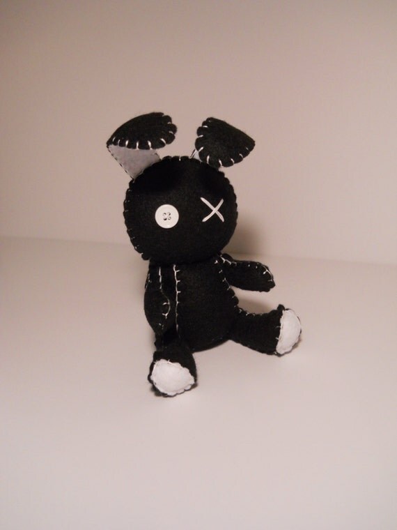 black and white plush bunny