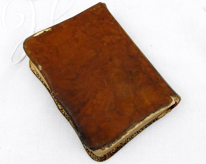Antique French "Missel of the Life of Jesus Christ" Leather Bound Book with Gold Gilt Motif Pattern, Liturgical Religious Item, Bible France Antique French "Missel of the Life of Jesus Christ" Leather Bound Book with Gold Gilt Motif Pattern, Liturgical Religious Item, Bible France