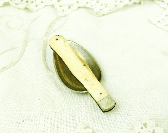 Antique French Folding Metal Traveling Spoon With Bone Handle, Vintage Camping Hunting, Steampunk Scouts Glamping Camp Cutlery Equipment, Antique French Folding Metal Traveling Spoon With Bone Handle, Vintage Camping Hunting, Steampunk Scouts Glamping Camp Cutlery Equipment,