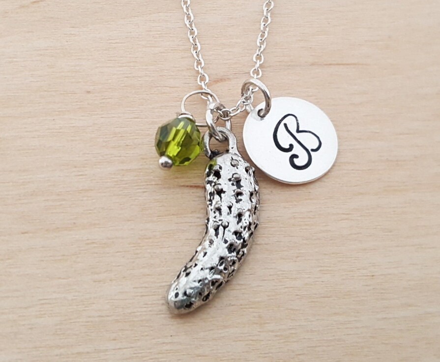 Pickle Necklace Food Necklace Personalized Initial