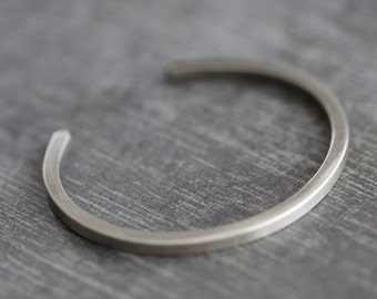 Sterling Silver Cuff Bracelet, Square, Men, Women, Unisex, Modern, Minimalist, Thick, Heavy Gauge, Mossy Creek