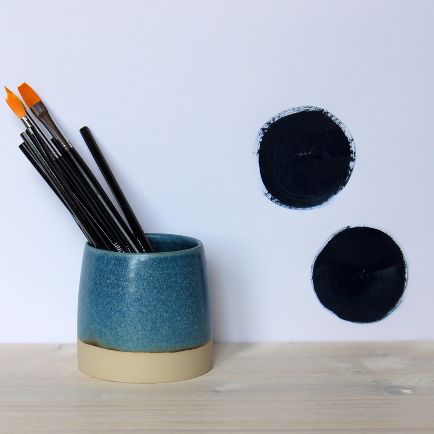 Blue ceramic pot Pencil holder Ceramic and pottery Stoneware