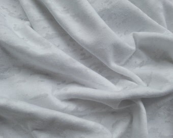 White Burnout Jersey Knit Fabric by the Yard Cotton Blend