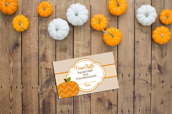 Little Pumpkin Diaper Raffle Tickets - Little Pumpkin Baby Shower - Tan and Orange - INSTANT DOWNLOAD - Printable Il_570xn