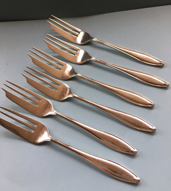 English antique solid silver pastry forks x 6 1925 by RadarVintage