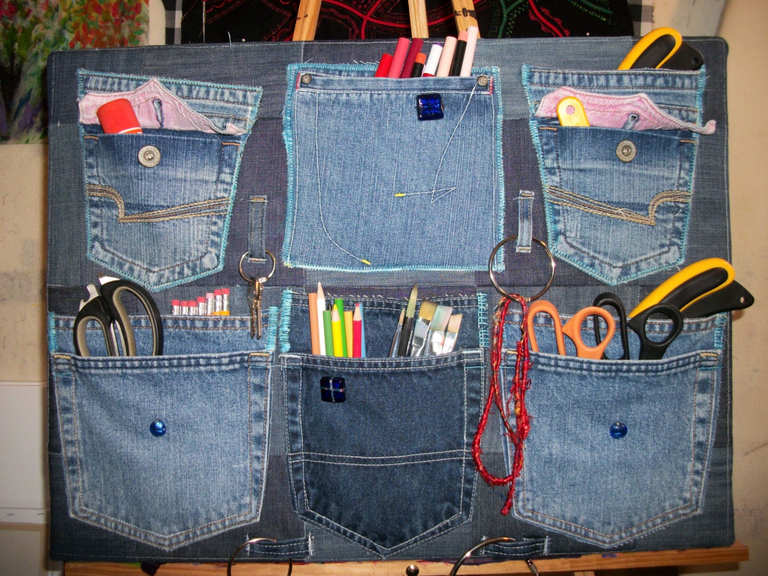 Виды органайзеров для рукоделия из джинсы