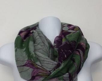 Floral Print Infinity Scarf-scarf-begonia flower scarf-lightweight scarf, floral scarf-women scarf