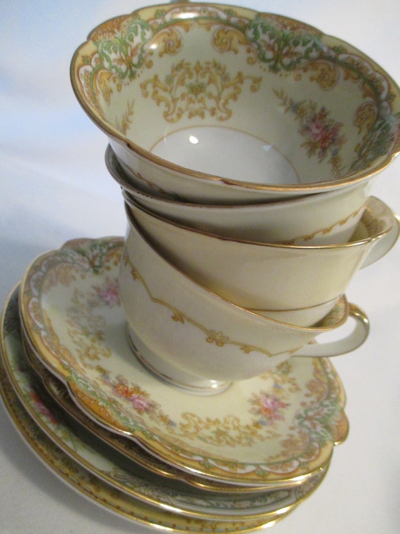 Vintage Mismatched China Cups & Saucers for Tea by LBFCollections