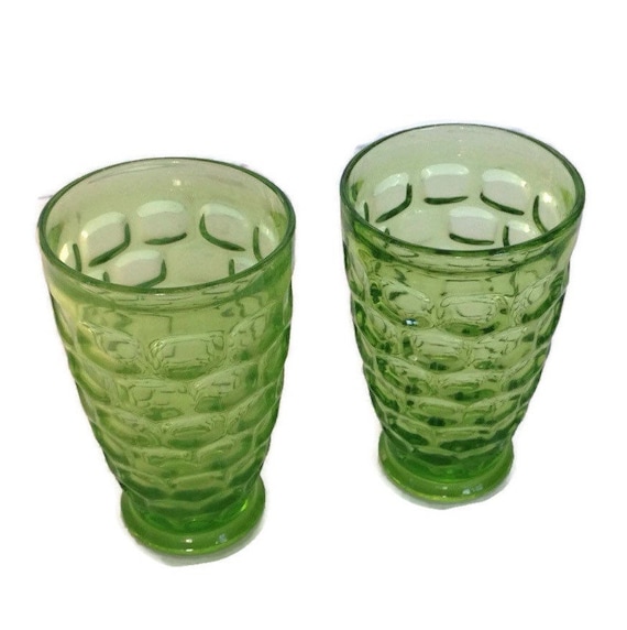 Vintage green footed drinking glasses