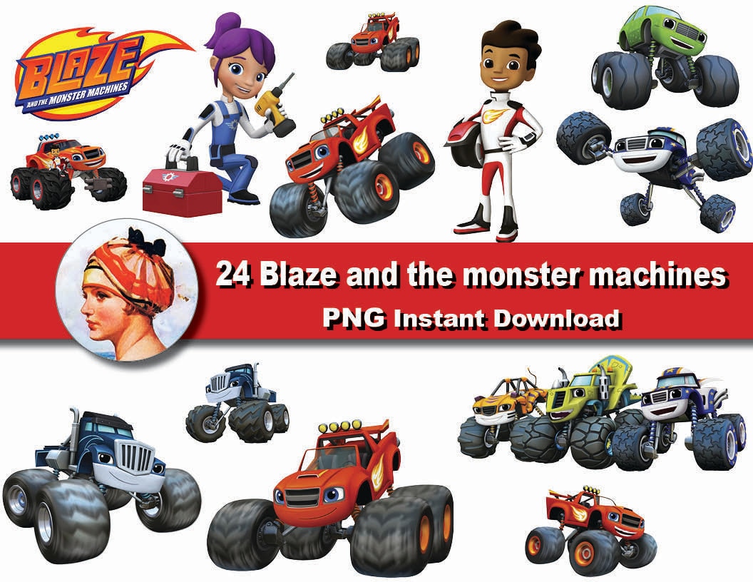 24X Blaze and the monster machines clipart png printable