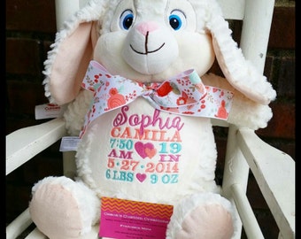 EASTER BUNNY, Personalized bunny, personalized baby gift, birth announcement, embroidered bunny, baby shower gift